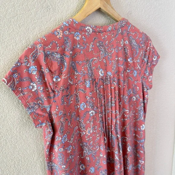 J Jill Paisley Print Dress Short Sleeve Pink Casual Stretch Pockets Size S - Picture 10 of 12